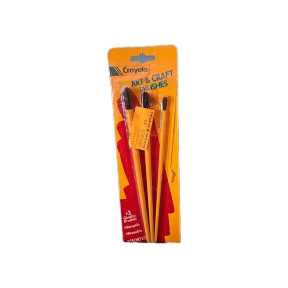 New Crayola Art & Craft Brushes 3/Pkg Assorted Sizes #3515 Reusable Versatile - Picture 1 of 4